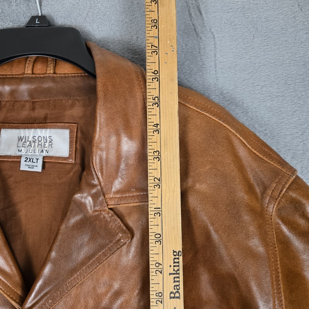 Wilsons M. Julian Jacket Mens 2XLT Tall Leather Collared Buttons Pockets Lining - Picture 5 of 6